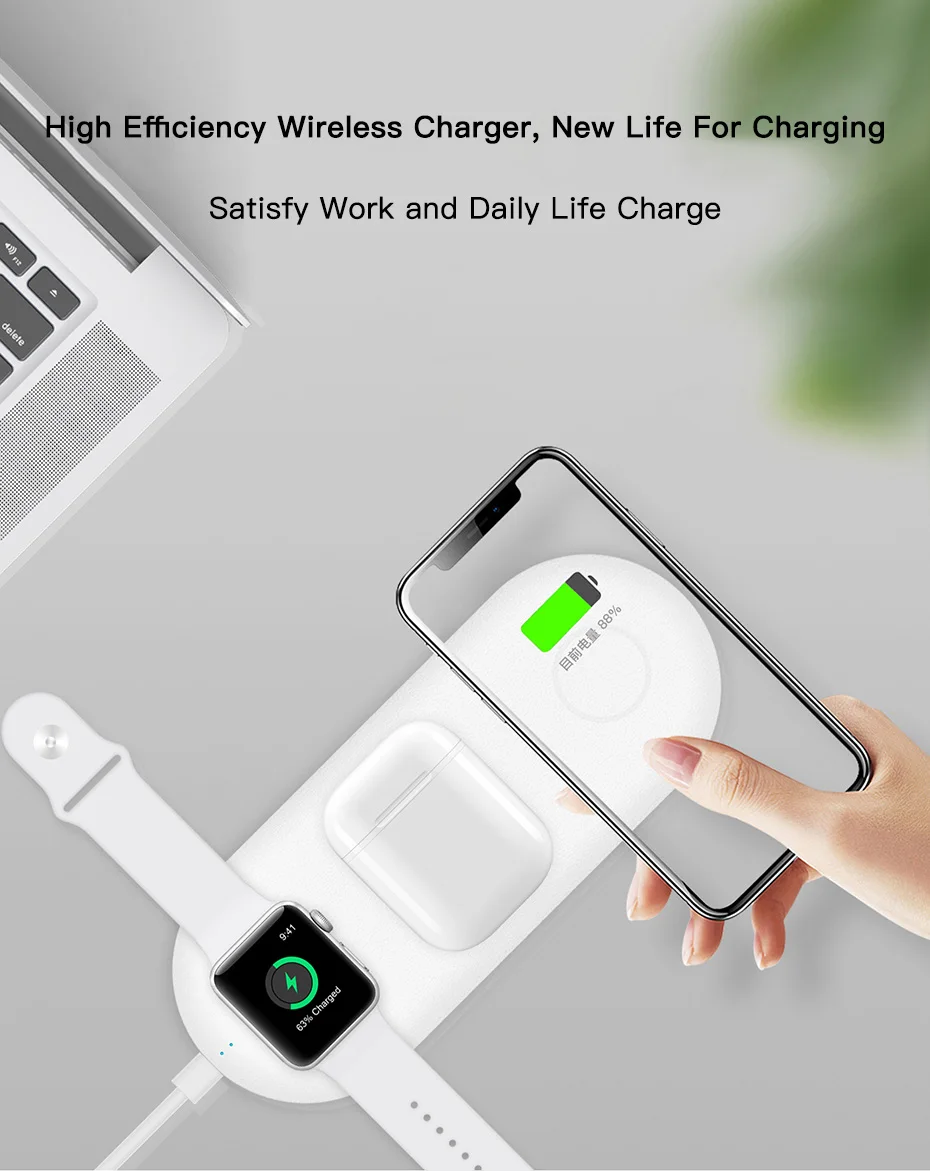 3 в 1 беспроводная зарядная станция для iPhone samsung Qi Беспроводная подставка Apple Watch