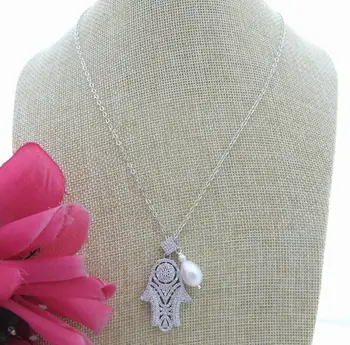 S051511 Rice Pearl&Hamsa Cz Pendant Necklace
S051511 Rice Pearl&Hamsa Cz Pendant Necklace