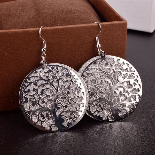 Fashion Hook Earrings Tree Hollow Dangler Charm Frosted Drop | Украшения и аксессуары