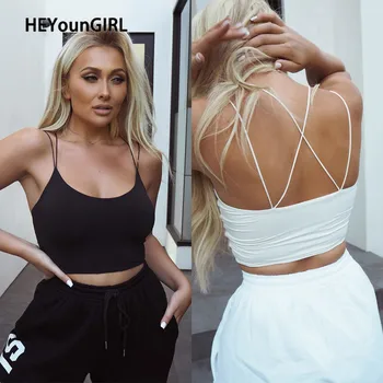 HEYounGIRL Bandage Summer Sexy Backless Camis Top Women Casual Sleeveless Spaghetti Strap Top Strappy Black White Crop Tops Tees 
HEYounGIRL Bandage Summer Sexy Backless Camis Top Women Casual Sleeveless Spaghetti Strap Top Strappy Black White Crop Tops Tees