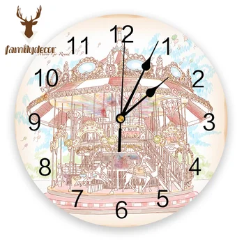 Hand Drawn Carousel Illustration Printed PVC Wall Clock Modern Design Home Decor Bedroom Silent Clock Watch Wall For Living Room 
Hand Drawn Carousel Illustration Printed PVC Wall Clock Modern Design Home Decor Bedroom Silent Clock Watch Wall For Living Room
