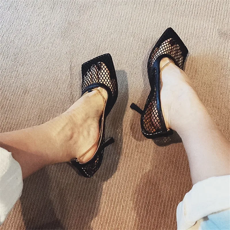 Sexy Mesh Pumps Square Toe High Heels Summer Sandals INS Chain Hollow Sandals Women Evening Dress Party Valentine Ladies Shoes
Sexy Mesh Pumps Square Toe High Heels Summer Sandals INS Chain Hollow Sandals Women Evening Dress Party Valentine Ladies Shoes