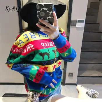 Brand Designer Christmas Rainbow Stripe Women Pullover 2019 New Cartoon Animal Cat Jacquard O-neck Sweater Fashion Autumn Winter
Brand Designer Christmas Rainbow Stripe Women Pullover 2019 New Cartoon Animal Cat Jacquard O-neck Sweater Fashion Autumn Winter