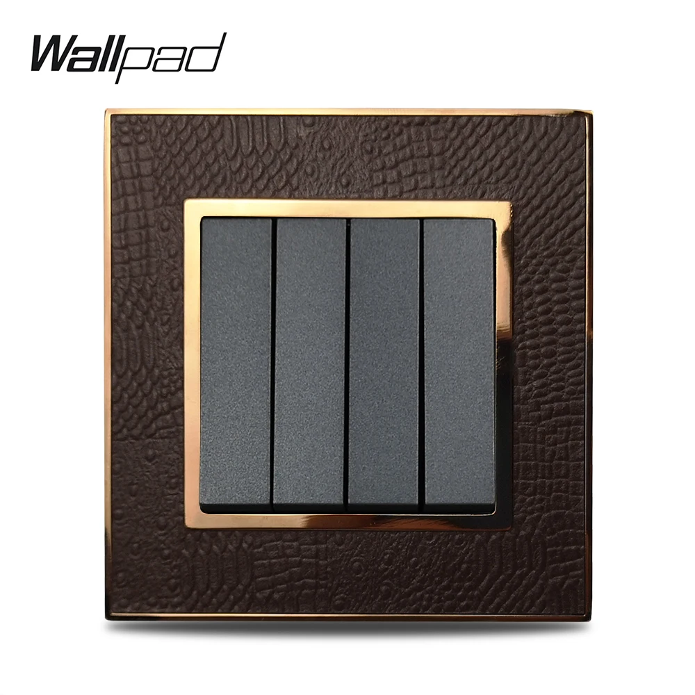 Wallpad L1 Gold Metal Frame 4 Gang Wall Light Rocker Switch 1 Way 2 Way Leather Panel For Lamp
Wallpad L1 Gold Metal Frame 4 Gang Wall Light Rocker Switch 1 Way 2 Way Leather Panel For Lamp