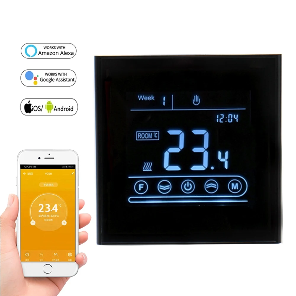 WiFi Smart Thermostat Temperature Controller with APP Control for Water/Electric Floor Heating,Water/Gas Boiler Makerele MK70
WiFi Smart Thermostat Temperature Controller with APP Control for Water/Electric Floor Heating,Water/Gas Boiler Makerele MK70