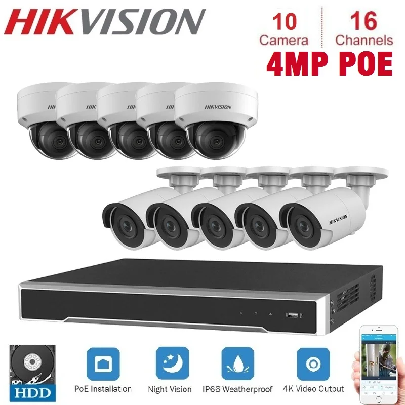 16-Ch Hikvision POE NVR Video Surveillance with 10Pcs 4MP IP Camera Netwerk Security Night Vision CCTV Security System Kits
16-Ch Hikvision POE NVR Video Surveillance with 10Pcs 4MP IP Camera Netwerk Security Night Vision CCTV Security System Kits