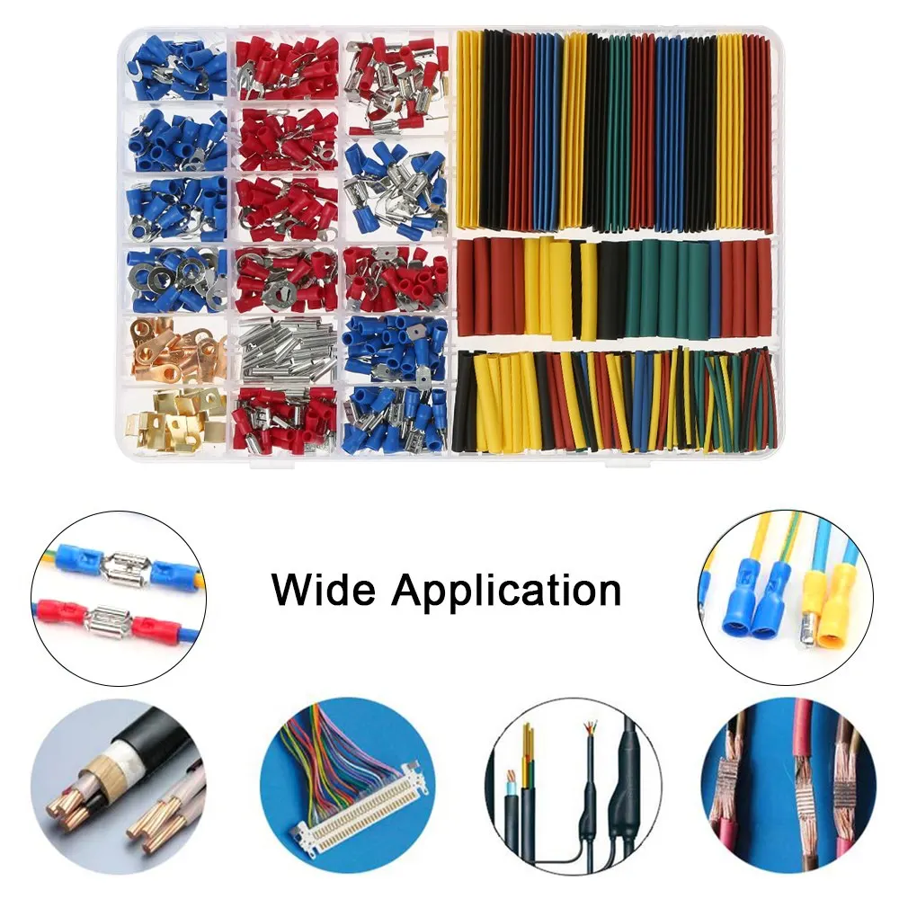 

678PCS Car Cable Wire Electrical Set -350PCS Terminals Connectors +328PCS 2:1 Shrinkable Tube Halogen-Free Heat Shrink Tube +Box