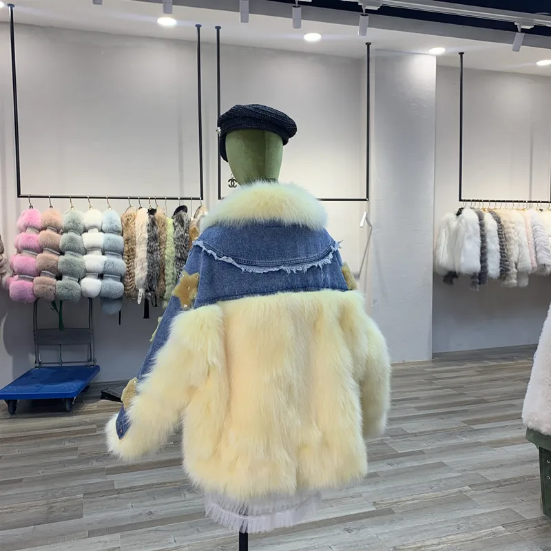 denim jacket with fur real fox fur star (6)