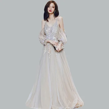 Elegant Evening Dress CR423 Spaghetti Strap Robe De Soiree V-Neck Long Sleeve Women Party Dresses Embroidery Beading Formal Gown
Elegant Evening Dress CR423 Spaghetti Strap Robe De Soiree V-Neck Long Sleeve Women Party Dresses Embroidery Beading Formal Gown