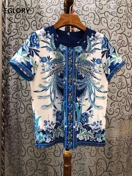 High Quality Tops & Tees 2020 Spring Runway T-Shirt Women Phonix Prints Short Sleeve Casual Basic TShirt Ladies Blue Tops
High Quality Tops & Tees 2020 Spring Runway T-Shirt Women Phonix Prints Short Sleeve Casual Basic TShirt Ladies Blue Tops