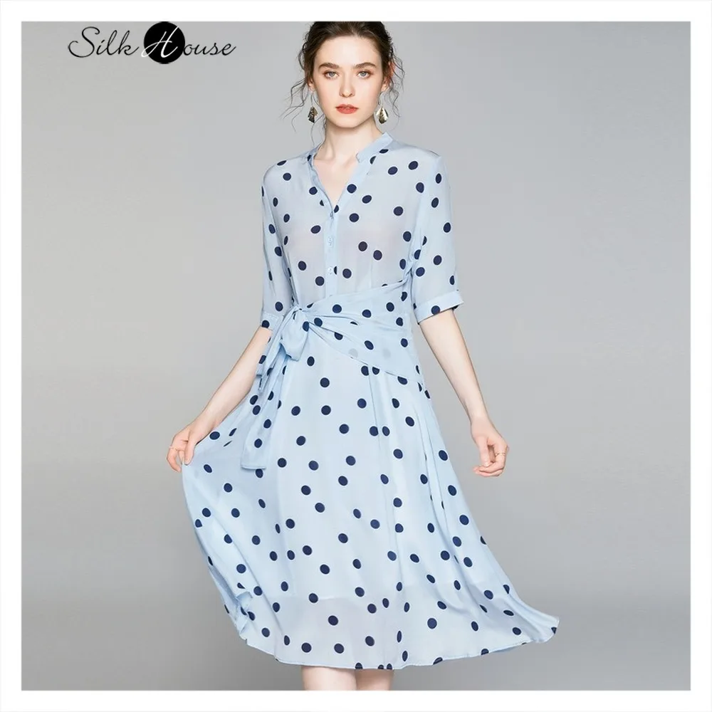 2020 Summer Fashionable New Women's Dress with Thin and Irregular Lace Up Polka Dot Printed Silk Dress
2020 Summer Fashionable New Women's Dress with Thin and Irregular Lace Up Polka Dot Printed Silk Dress