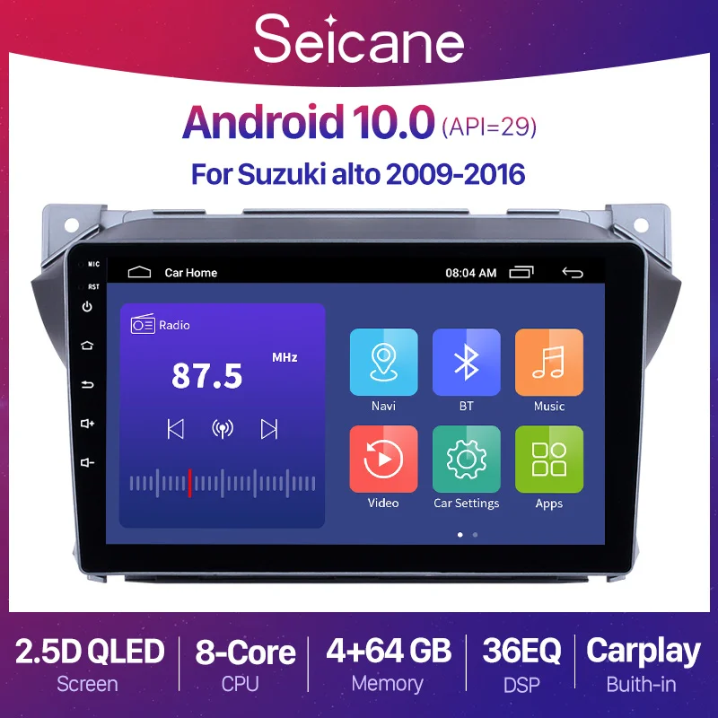 Автомагнитола Seicane мультимедийный проигрыватель 2 Din с 9 "Android 10 0 GPS-навигацией