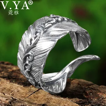 V.YA 100% Real 925 sterling silver Feather Couple Ring Retro Women Open Rings Thailand Silver Men's Ring 2019 Jewelry
V.YA 100% Real 925 sterling silver Feather Couple Ring Retro Women Open Rings Thailand Silver Men's Ring 2019 Jewelry