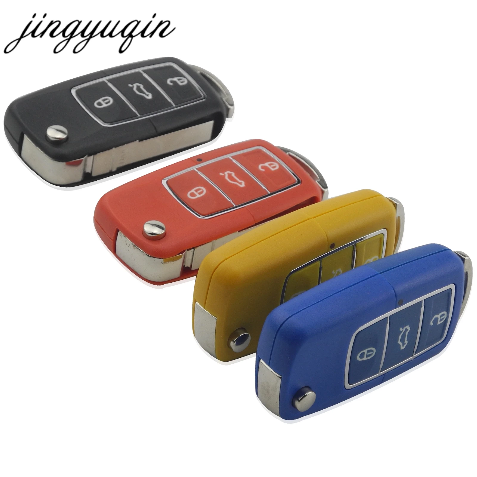 

Jingyuqin Flip Folding Remote Car Key Shell Fob Case For Volkswagen Vw Jetta Golf Passat Beetle Polo Bora 3 Buttons