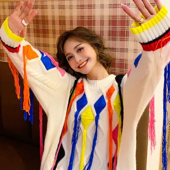 BONJEAN Knitted Sweaters for Women 2020 Spring Autumn Tops and Pullovers Ladies Loose Striped Sweaters with Tassel BJ3106
BONJEAN Knitted Sweaters for Women 2020 Spring Autumn Tops and Pullovers Ladies Loose Striped Sweaters with Tassel BJ3106