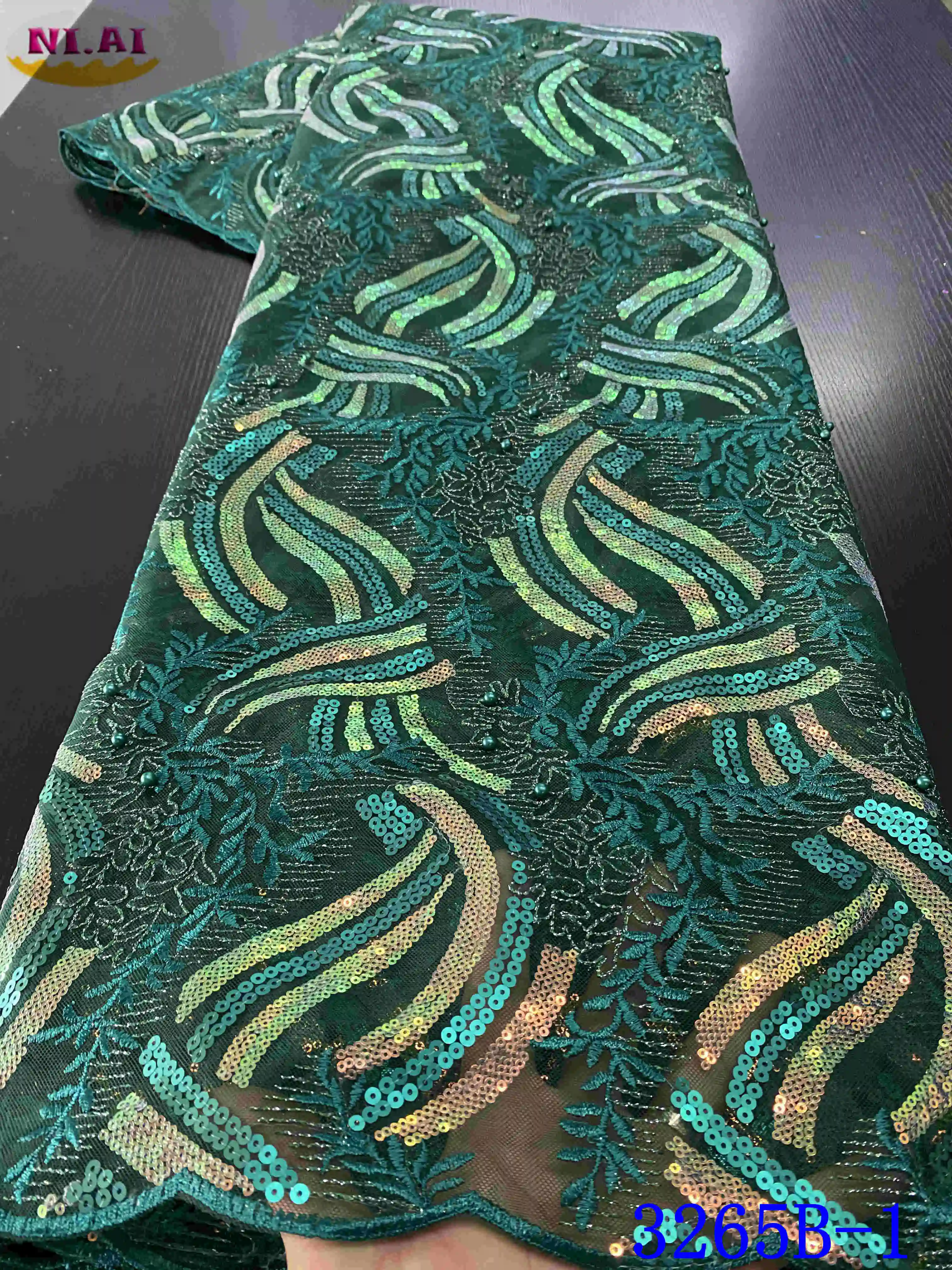 NIAI African Lace Fabric 2020 High Quality Lace Material With Sequins Green Nigerian Lace Fabrics For Wedding Dress XY3265B-1
NIAI African Lace Fabric 2020 High Quality Lace Material With Sequins Green Nigerian Lace Fabrics For Wedding Dress XY3265B-1