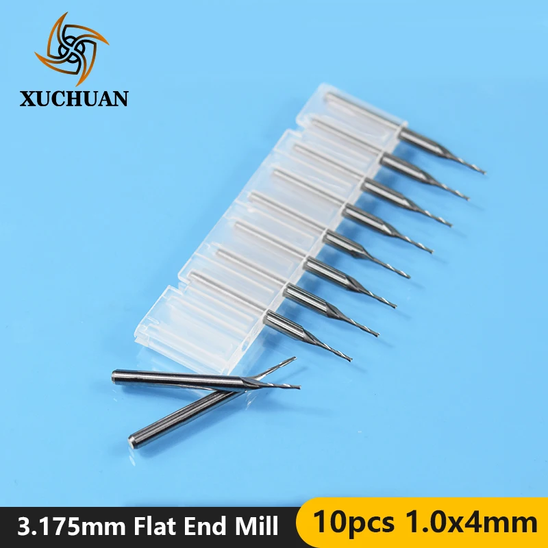 10pcs 1.0x4mm Flat End Mill For CNC Machine 2 Flutes Router Bit 3.175mm Shank Carbide Milling Cutter
10pcs 1.0x4mm Flat End Mill For CNC Machine 2 Flutes Router Bit 3.175mm Shank Carbide Milling Cutter