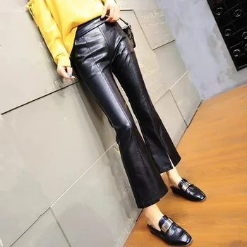 Women's Faux Leather pants black PU leather Flare pants high waist PU casual pants trousers plus size elegant PU leather pants 
Women's Faux Leather pants black PU leather Flare pants high waist PU casual pants trousers plus size elegant PU leather pants