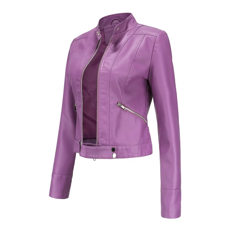 New 2021 Women Leather Jacket Spring Autumn Stand-up Collar PU Leather Ladies Zipper Short Coat Outerwear Motorcycle Jackets
New 2021 Women Leather Jacket Spring Autumn Stand-up Collar PU Leather Ladies Zipper Short Coat Outerwear Motorcycle Jackets