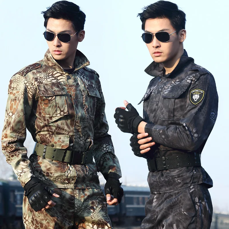 Black Python-Print Jungle Camouflage Suit Men's Special Forces Women's Field Operations Training Clothes Army Fans Uniforms Work 
Black Python-Print Jungle Camouflage Suit Men's Special Forces Women's Field Operations Training Clothes Army Fans Uniforms Work