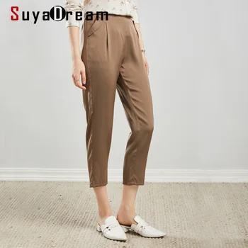 SUYADREAM Solid Straight Pants Woman Silk Satin Ankle-Length High Waist Pants 2020 Summer Plus Size Office Chic Trousers
SUYADREAM Solid Straight Pants Woman Silk Satin Ankle-Length High Waist Pants 2020 Summer Plus Size Office Chic Trousers