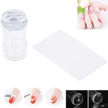 Grattoir pour plaque Avec Bouchon À Ongles Transparent Stamper D'art D'ongle Clair Pur Nail Art Gabarits Stamper Gelée Silicone D'estampage D'ongles(China)