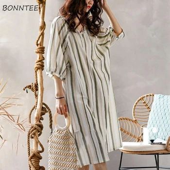 Nightgowns Womens Summer Half Sleeve Striped V-Neck Minimalist Large Size 3XL Loose Comfy Simple Chic Homewear Sleepdress Female
Nightgowns Womens Summer Half Sleeve Striped V-Neck Minimalist Large Size 3XL Loose Comfy Simple Chic Homewear Sleepdress Female