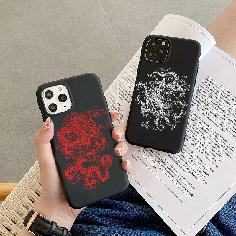Чехол для телефона с красным драконом iPhone 12 mini 7 8 Plus X XR XS 11 Pro Max SE 2020 Модный мягкий