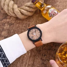 

Fashion Wood Pattern Unisex Watches Women Leather Wristwatches Casual Men Vintage Quartz Watch Bayan Kol Saati Ceasuri Relogio