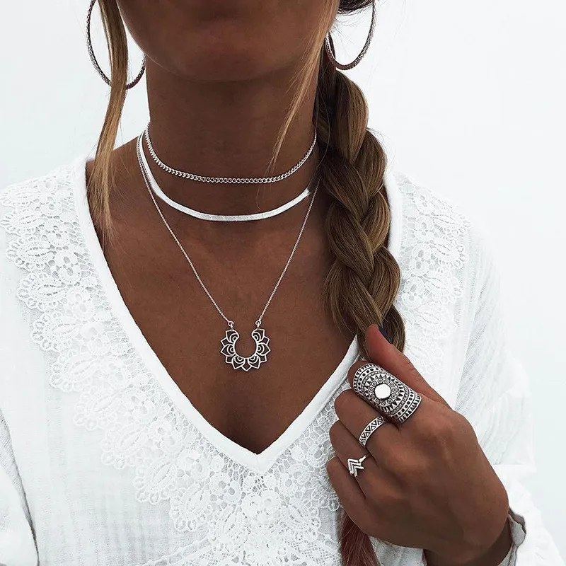 Фото Многослойное ожерелье-чокер для женщин цепочка в виде змеи | Украшения и