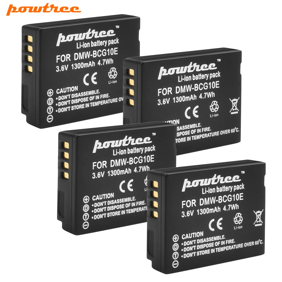 Аккумуляторные батареи Powtree 1300 мАч для Panasonic Lumix DMW BCG10 BCG10E|Цифровые аккумуляторы| |