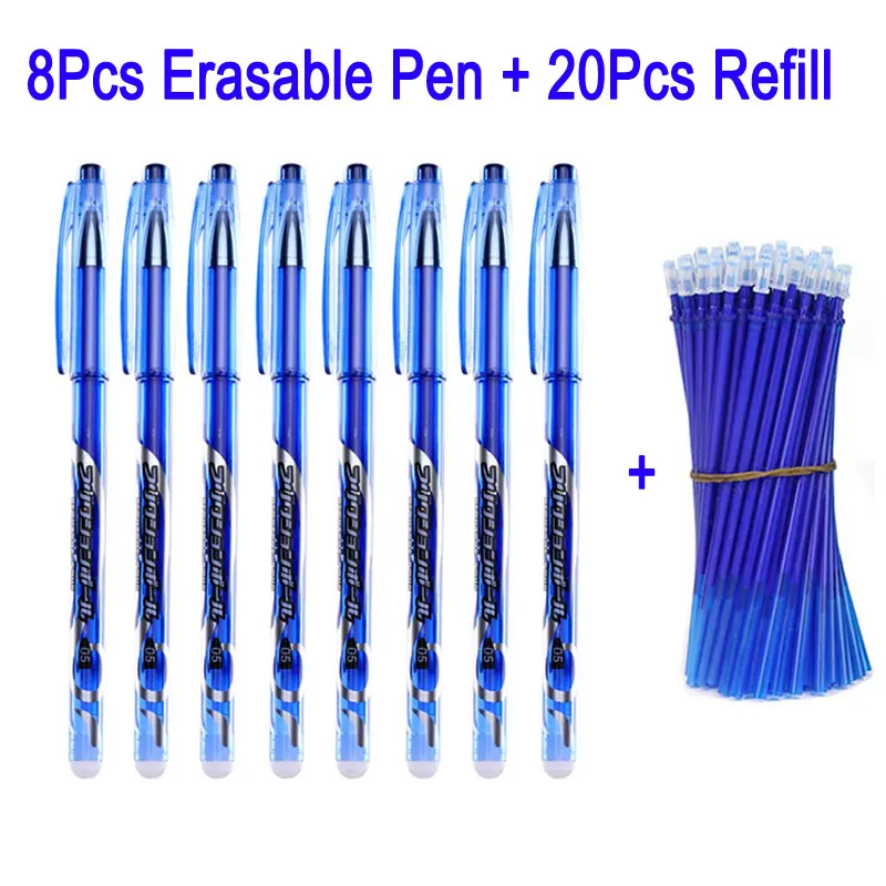 8+20Pcs/Set Erasable Gel Pen Blue ink 0.5MM Erasable Pens Refill Washable Rods for School Office pen Writing Tools Stationery
8+20Pcs/Set Erasable Gel Pen Blue ink 0.5MM Erasable Pens Refill Washable Rods for School Office pen Writing Tools Stationery