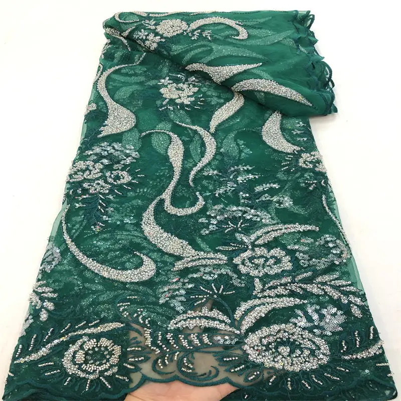 Beads Lace Handmade Fabric French Wedding Dress Latest Nigeria Embroidery Net lace Green French Tulle Lace With Sequins for Dres
Beads Lace Handmade Fabric French Wedding Dress Latest Nigeria Embroidery Net lace Green French Tulle Lace With Sequins for Dres