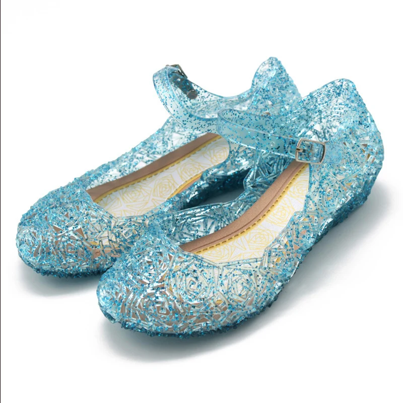 Сандалии желе с кристаллами для девочек обувь косплея принцессы Холодное сердце