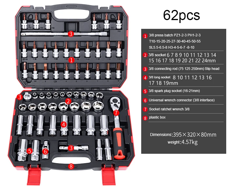 Hexiaoyi Combination Piece Socket Tool Set 32 ​​Piece Set Ratchet Wrench Toolbox Car Auto Repair Tool Color : Green 