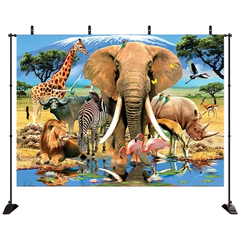 Safari Animals Backdrop Large Group of African Safari Animals in Grassland Elephant Flamingo Giraffe Lion for kids Birthday
Safari Animals Backdrop Large Group of African Safari Animals in Grassland Elephant Flamingo Giraffe Lion for kids Birthday