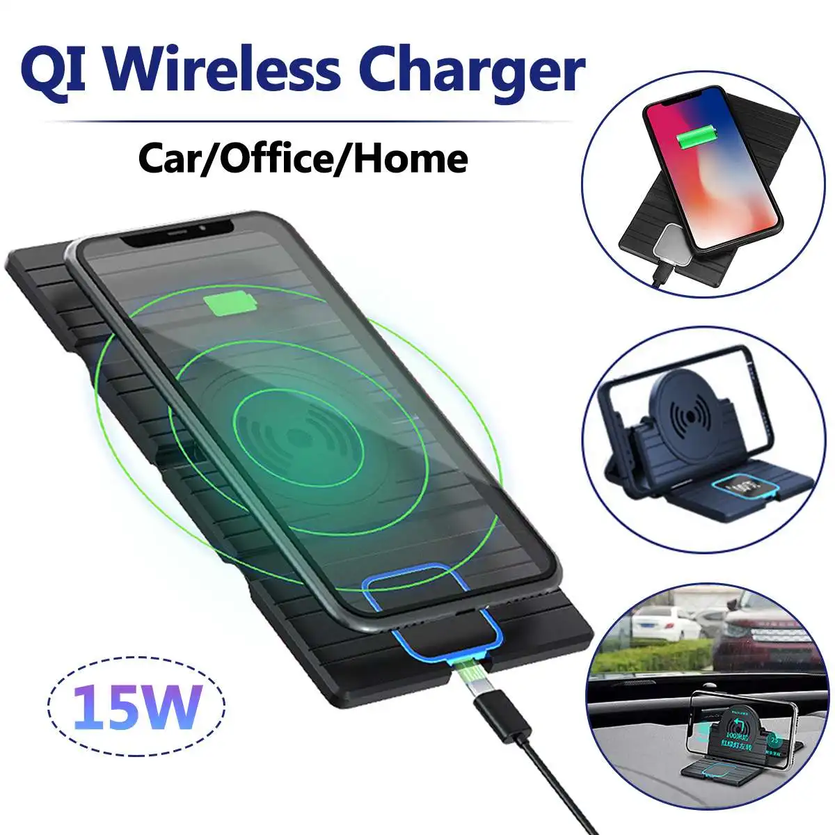 15W Qi Wireless Car Charger Pad Foldable Fast Charging Dock Station Mount Non-slip Mat Car Dashboard Holder Stand for iPhone X R
15W Qi Wireless Car Charger Pad Foldable Fast Charging Dock Station Mount Non-slip Mat Car Dashboard Holder Stand for iPhone X R