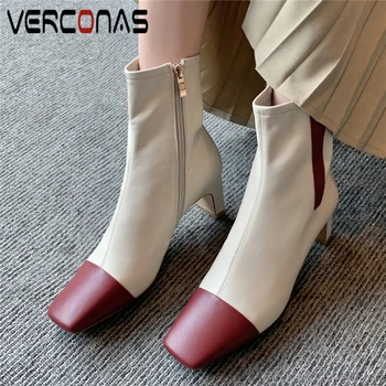 VERCONAS Square Toe Ankle Boots For Women Mixed Colors High Heels Shoes Woman Autumn Winter Concise Genuine Leather Basic Boots
VERCONAS Square Toe Ankle Boots For Women Mixed Colors High Heels Shoes Woman Autumn Winter Concise Genuine Leather Basic Boots