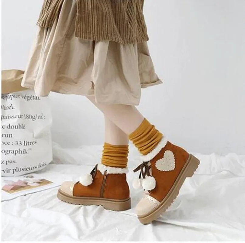 Vintage round head cute love hairball kawaii shoes loli cos Winter sweet lolita snow boots plus velvet warm non-slip women shoes
Vintage round head cute love hairball kawaii shoes loli cos Winter sweet lolita snow boots plus velvet warm non-slip women shoes
