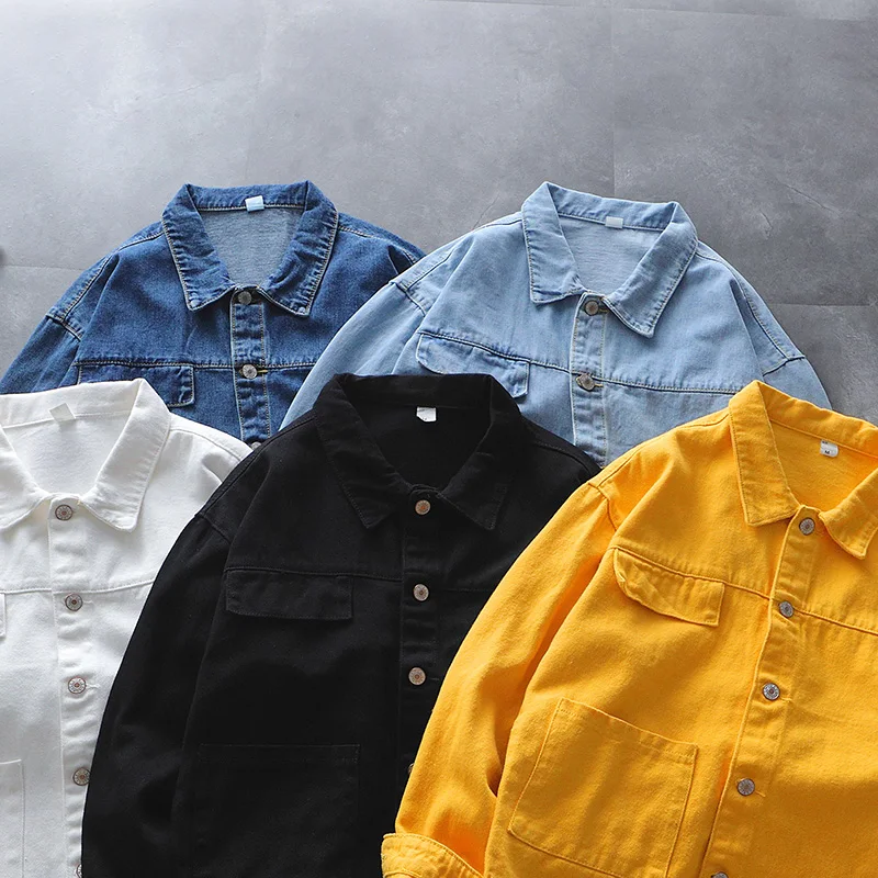 Spring Autumn Women Denim Jacket Turn-down Collar Streetwear Single Breasted Female Jean Coat Solid Loose Casual Outerwear |