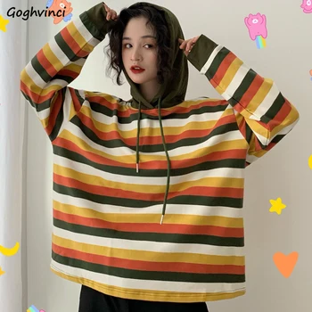 Hoodies Women Striped Mixed Color Hooded Pullovers Female Loose Daily All-match Korean Style Simple Streetwear Student Leisure
Hoodies Women Striped Mixed Color Hooded Pullovers Female Loose Daily All-match Korean Style Simple Streetwear Student Leisure