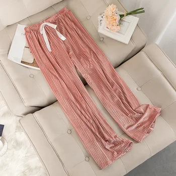 Women Warm Striped Velour Pajamas Sleepwear Nightwear Loungewear Homewear Pants Gold Velvet Ladies Long Wide Leg Pants
Women Warm Striped Velour Pajamas Sleepwear Nightwear Loungewear Homewear Pants Gold Velvet Ladies Long Wide Leg Pants