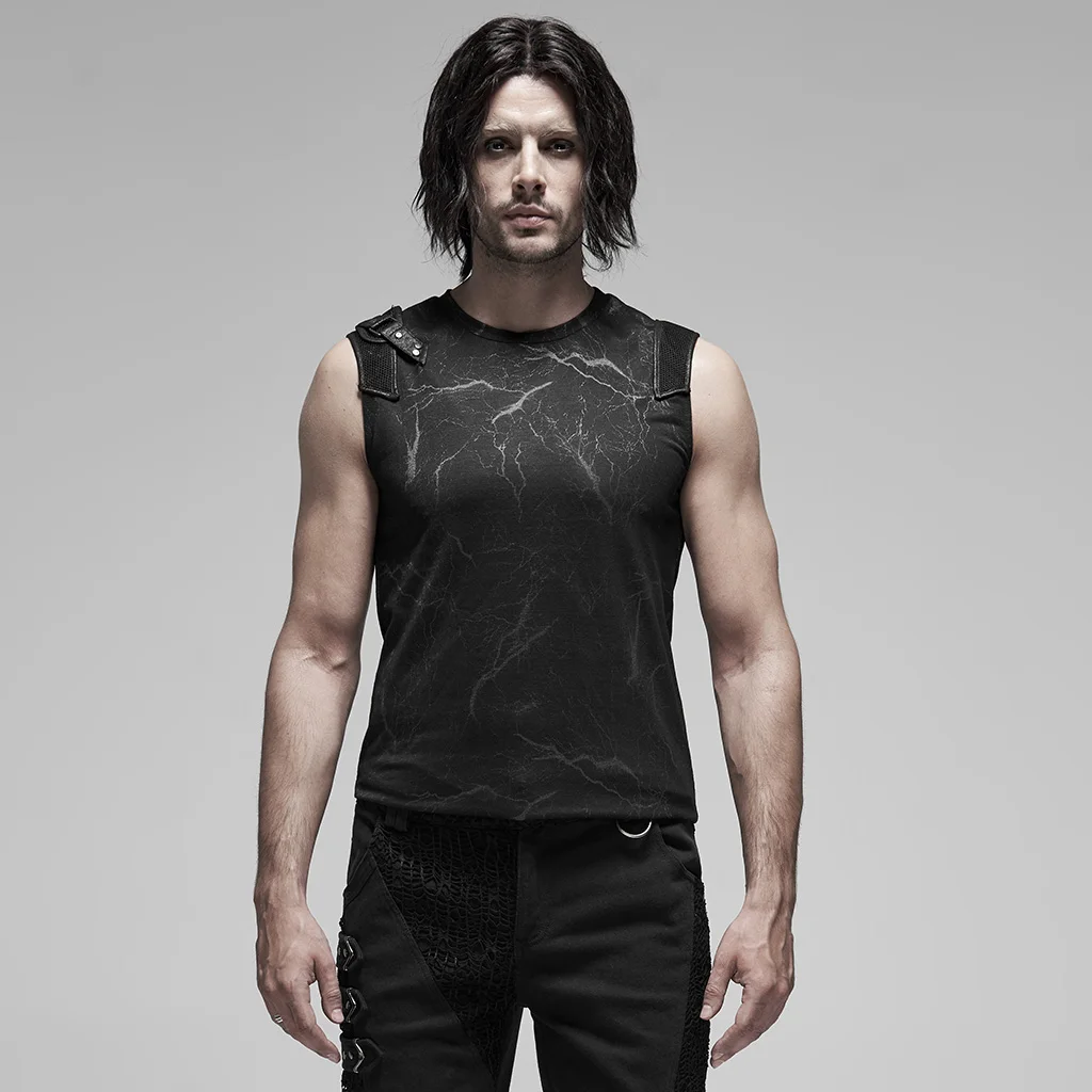 PUNK RAVE Men Punk Lightning Sleeveless Vest Twill Printed Knit Personality Slim Fit Tank Top
PUNK RAVE Men Punk Lightning Sleeveless Vest Twill Printed Knit Personality Slim Fit Tank Top