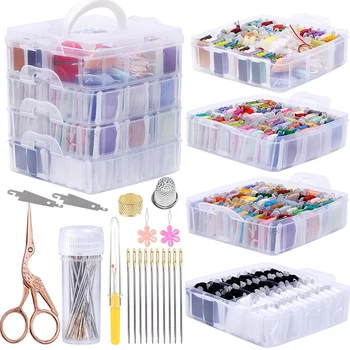 LMDZ 240pcs Cross Stitch Tool Kits Embroidery Floss 150 Colors Friendship Bracelets Floss with Transparent Organizer Storage Box
LMDZ 240pcs Cross Stitch Tool Kits Embroidery Floss 150 Colors Friendship Bracelets Floss with Transparent Organizer Storage Box