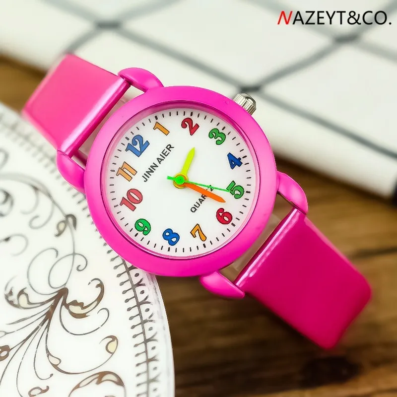 Elementary and middle school girl color shell lovely color word belt watch girl children color needle simple quartz watch
Elementary and middle school girl color shell lovely color word belt watch girl children color needle simple quartz watch