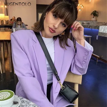 Lugentolo Women Blazers Spring Loose Long Sleeves Temperament Purple Single Breasted Casual Fashion Blazer Women
Lugentolo Women Blazers Spring Loose Long Sleeves Temperament Purple Single Breasted Casual Fashion Blazer Women