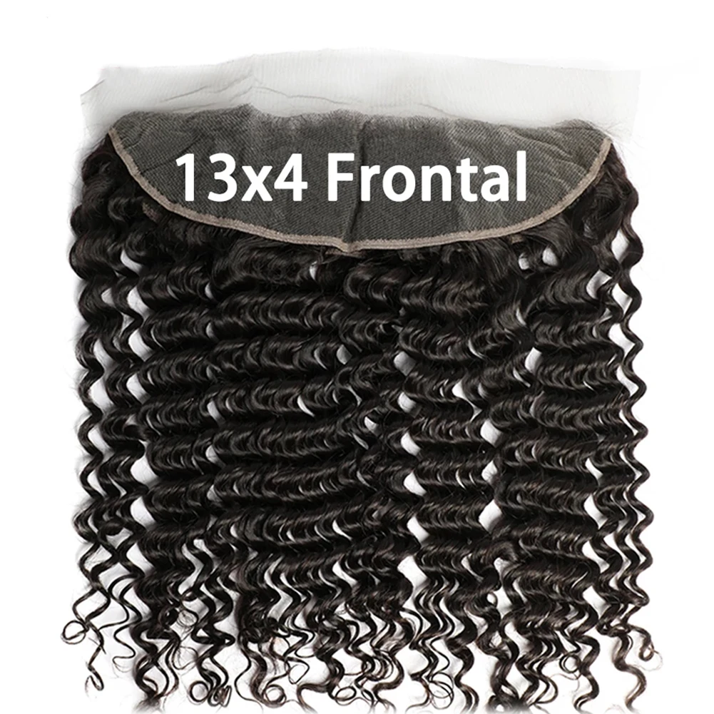 

Transparent Deep Wave 13x4 Lace Frontal 4x4 5x5 Lace Closure Remy Pre Plucked 100% Human Hair Curly HD Lace Closure