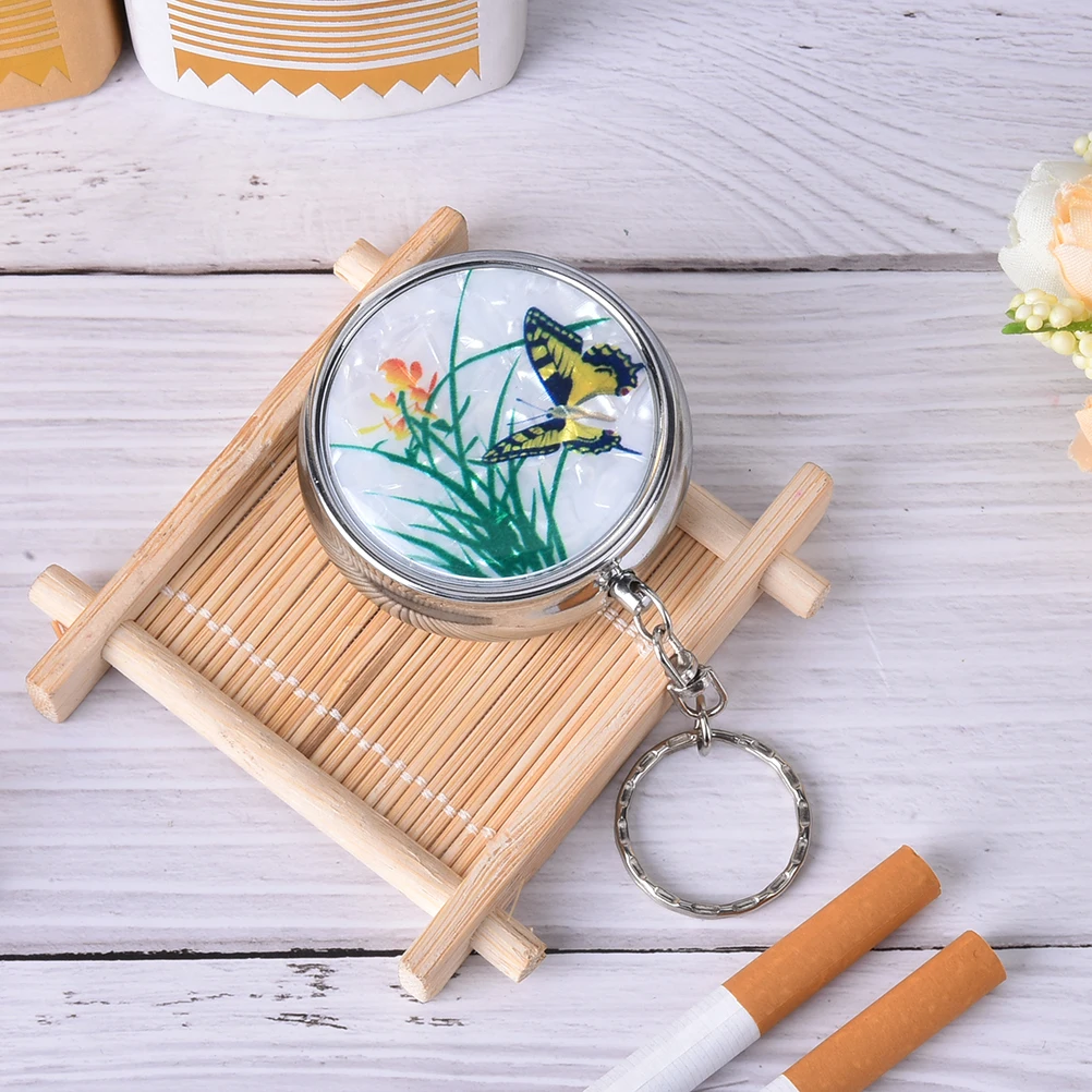 Description Picture 4 of itemCreative Fashion Round Cigarette Keychain Portable Ashtrays Stainless Steel Pocket Ashtray Random