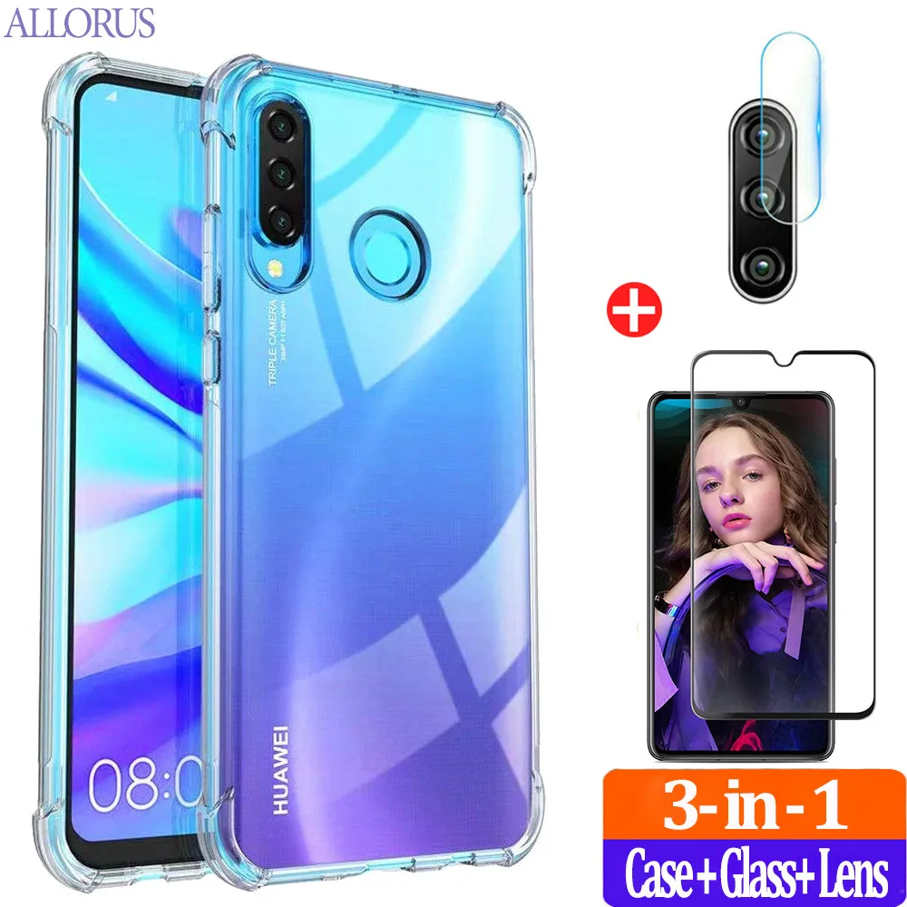 чехол на хонор 10х лайт Прозрачный для Honor 10X 20 Lite чехол+стекло+камеры Huawei Honor20 Pro P30