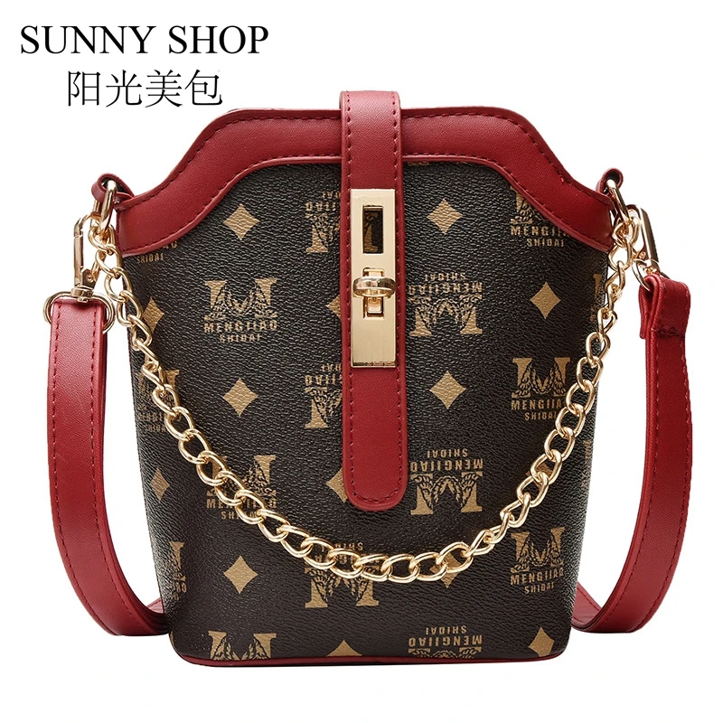 SUNNY SHOP/сумка на плечо с цепочкой Модная женская кожаная сумка Маленькая